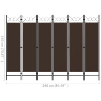 Miniatyr av produktbild för Rumsavdelare 6 paneler brun 240x180 cm