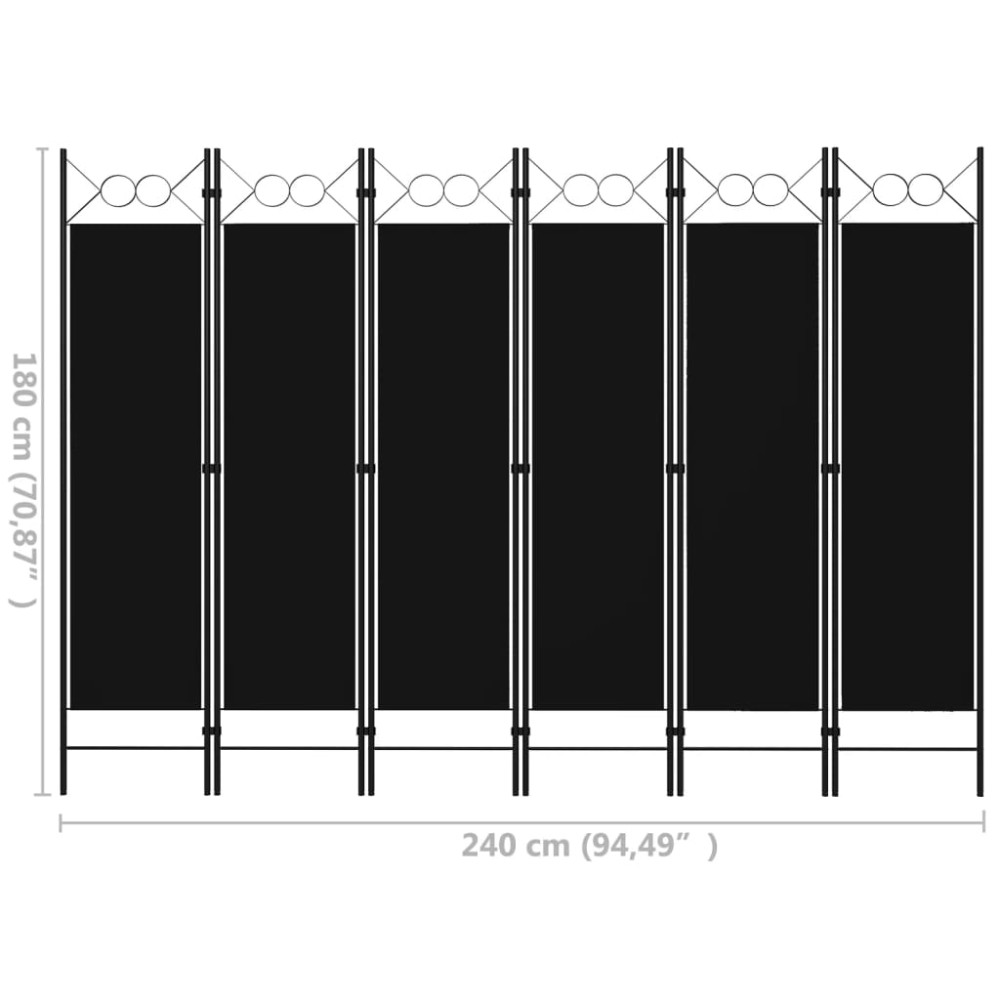 Produktbild för Rumsavdelare 6 paneler svart 240x180 cm