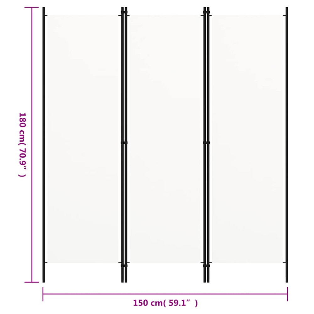 Produktbild för Rumsavdelare 3 paneler vit 150x180 cm