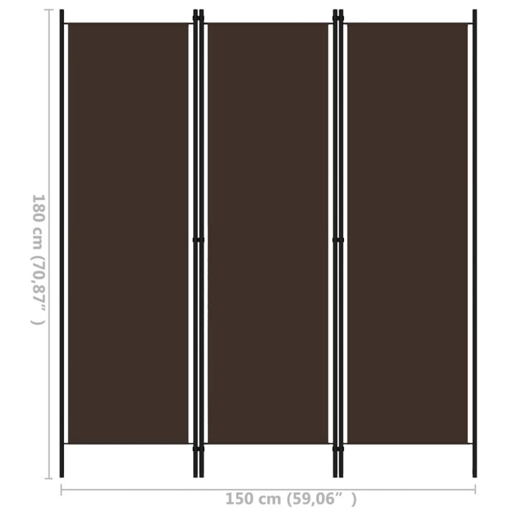 Produktbild för Rumsavdelare 3 paneler brun 150x180 cm
