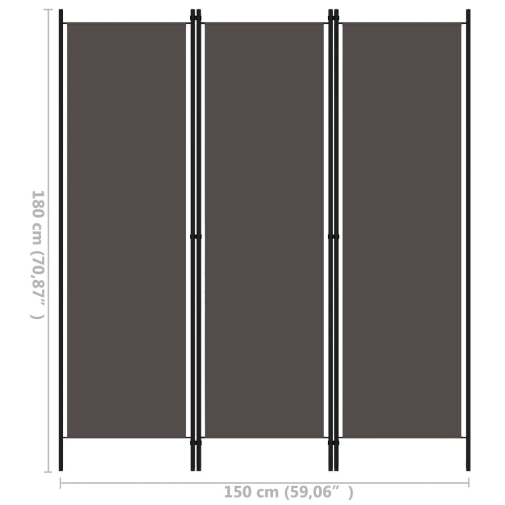 Produktbild för Rumsavdelare 3 paneler antracit 150x180 cm