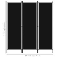Produktbild för Rumsavdelare 3 paneler svart 150x180 cm