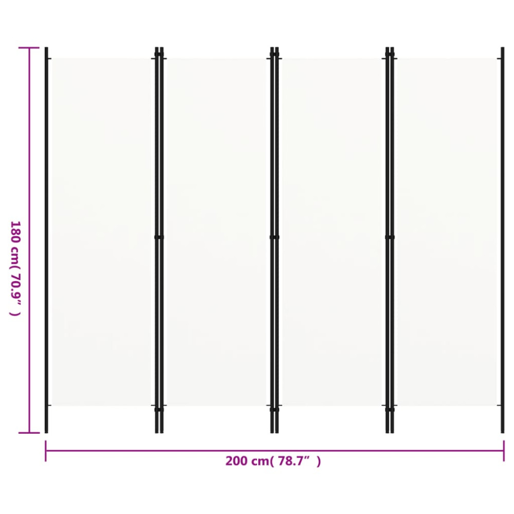 Produktbild för Rumsavdelare 4 paneler vit 200x180 cm