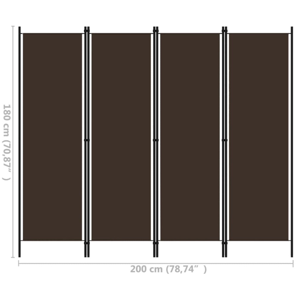 Produktbild för Rumsavdelare 4 paneler brun 200x180 cm