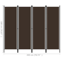 Produktbild för Rumsavdelare 4 paneler brun 200x180 cm