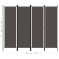 Produktbild för Rumsavdelare 4 paneler antracit 200x180 cm