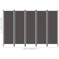 Produktbild för Rumsavdelare 5 paneler antracit 250x180 cm