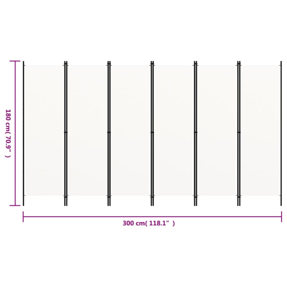 Produktbild för Rumsavdelare 6 paneler vit 300x180 cm