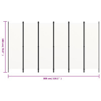 Produktbild för Rumsavdelare 6 paneler vit 300x180 cm