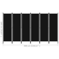 Produktbild för Rumsavdelare 6 paneler svart 300x180 cm