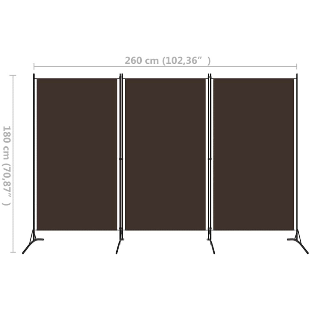 Produktbild för Rumsavdelare 3 paneler brun 260x180 cm
