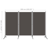 Produktbild för Rumsavdelare 3 paneler antracit 260x180 cm