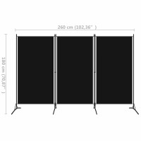 Produktbild för Rumsavdelare 3 paneler svart 260x180 cm