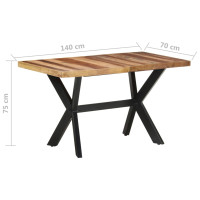 Produktbild för Matbord 140x70x75 cm massivt trä med honungsfinish