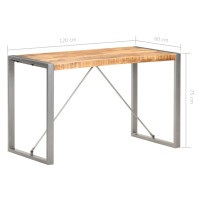 Produktbild för Matbord 120x60x75 cm massivt grovt mangoträ