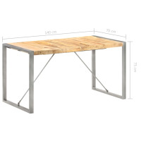 Produktbild för Matbord 140x70x75 cm massivt grovt mangoträ