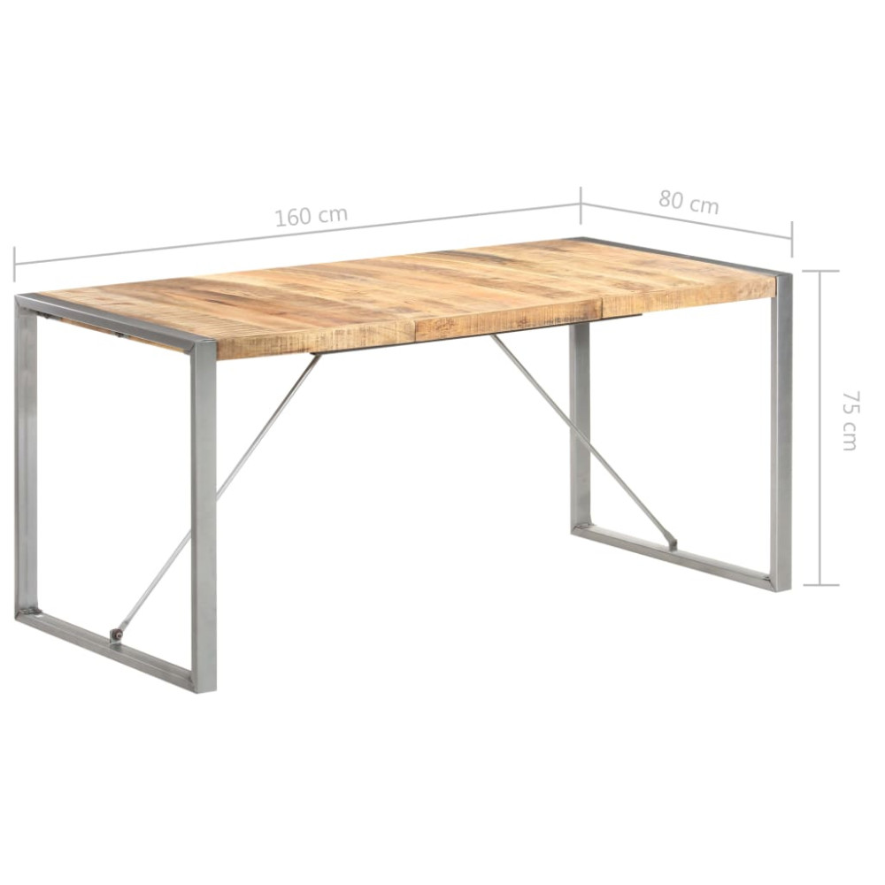 Produktbild för Matbord 160x80x75 cm massivt grovt mangoträ