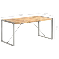 Produktbild för Matbord 160x80x75 cm massivt grovt mangoträ