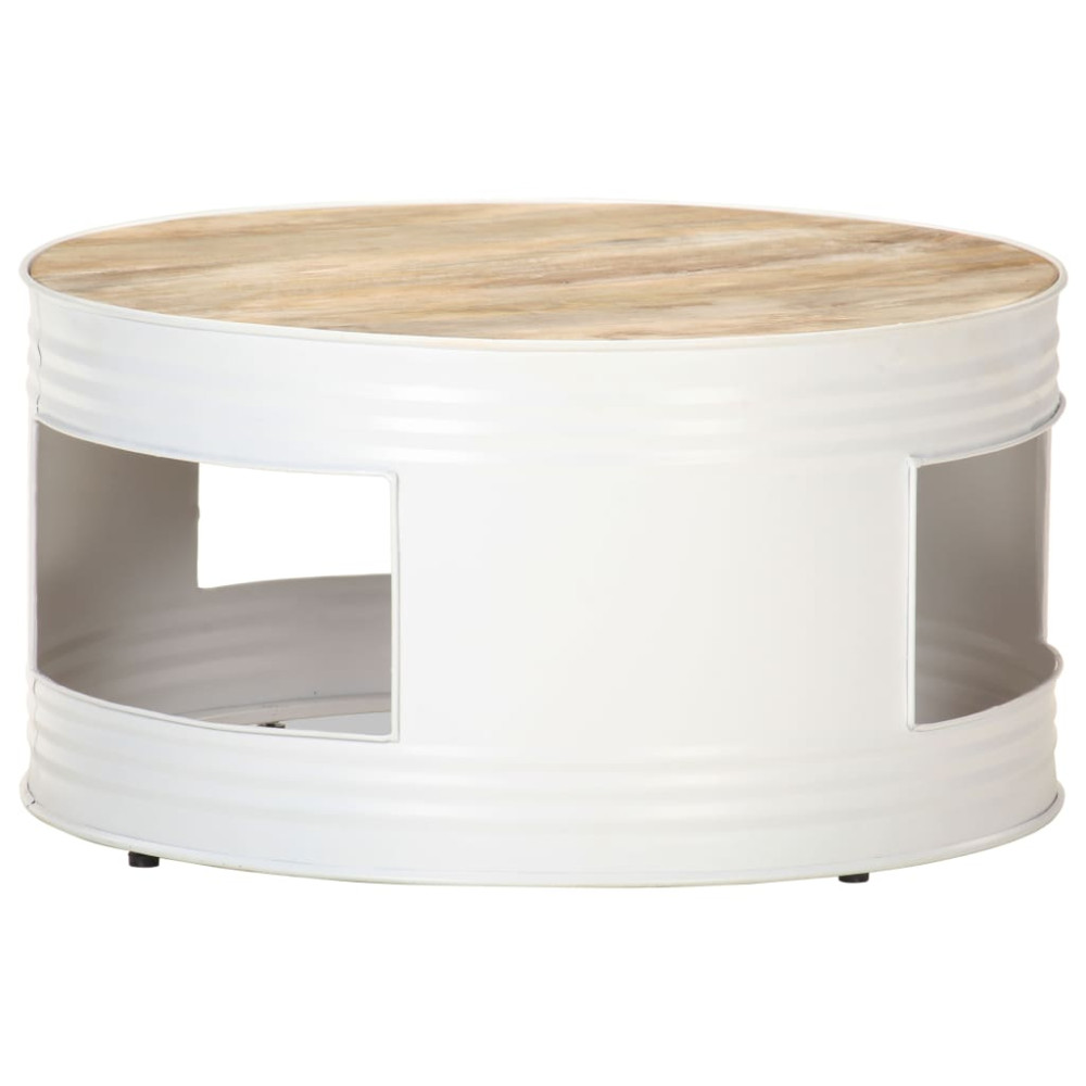 Produktbild för Soffbord vit 68x68x36 cm massivt mangoträ