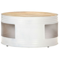Produktbild för Soffbord vit 68x68x36 cm massivt mangoträ