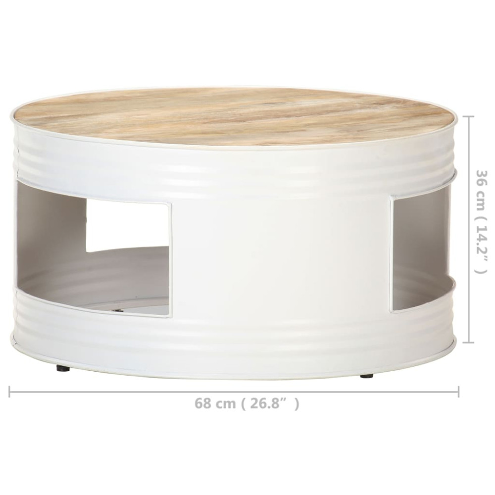 Produktbild för Soffbord vit 68x68x36 cm massivt mangoträ