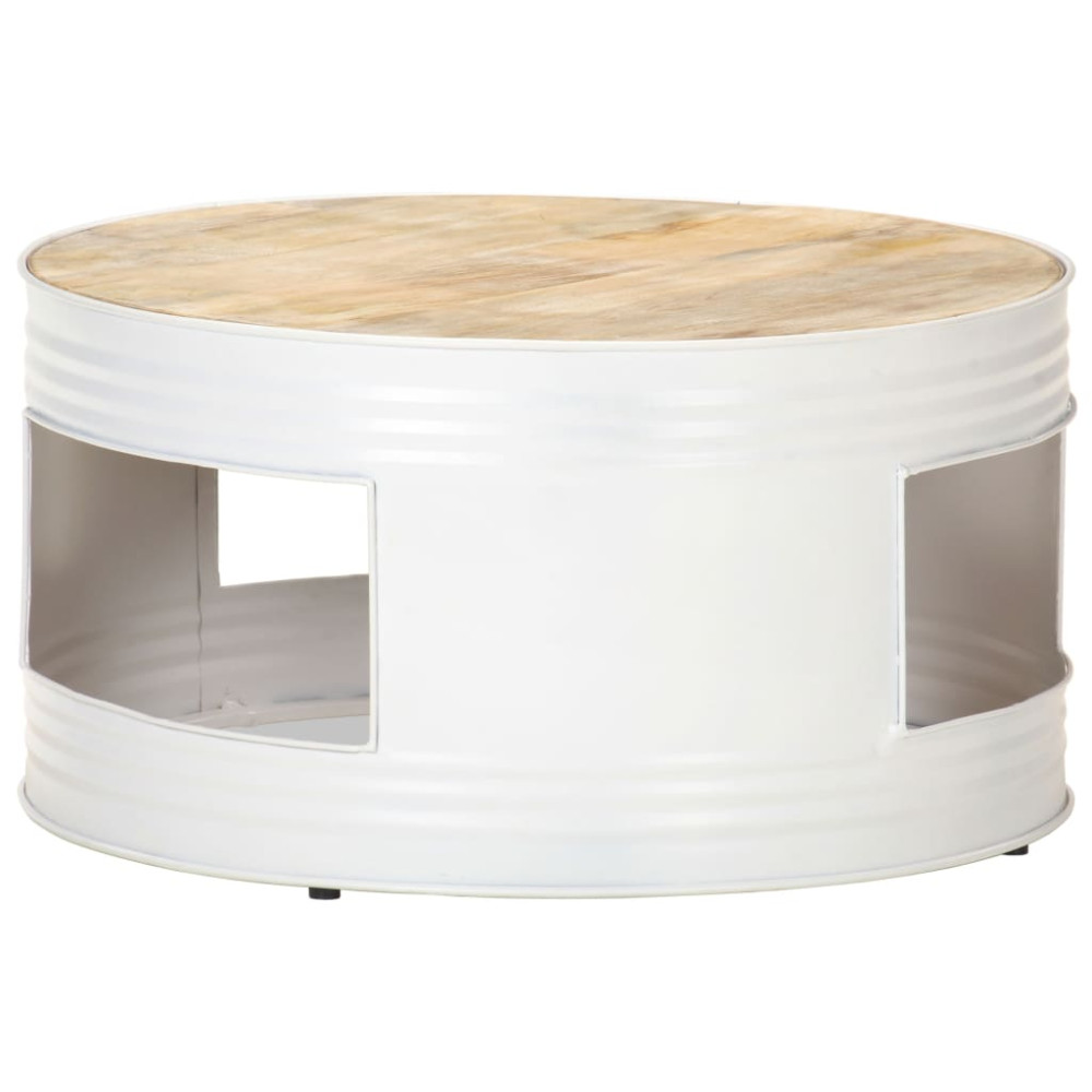Produktbild för Soffbord vit 68x68x36 cm massivt mangoträ
