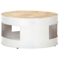 Produktbild för Soffbord vit 68x68x36 cm massivt mangoträ