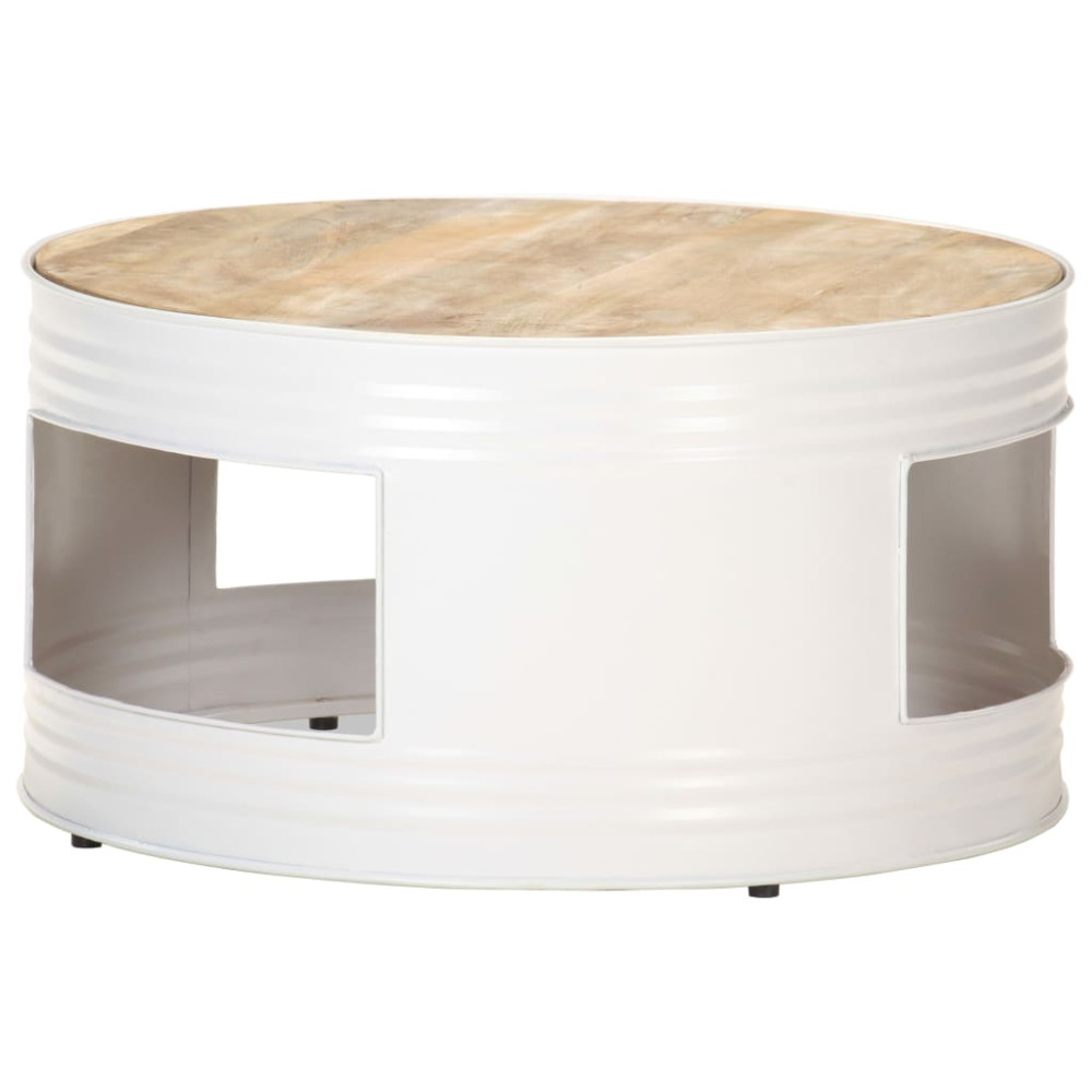 Produktbild för Soffbord vit 68x68x36 cm massivt mangoträ