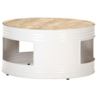 Produktbild för Soffbord vit 68x68x36 cm massivt mangoträ