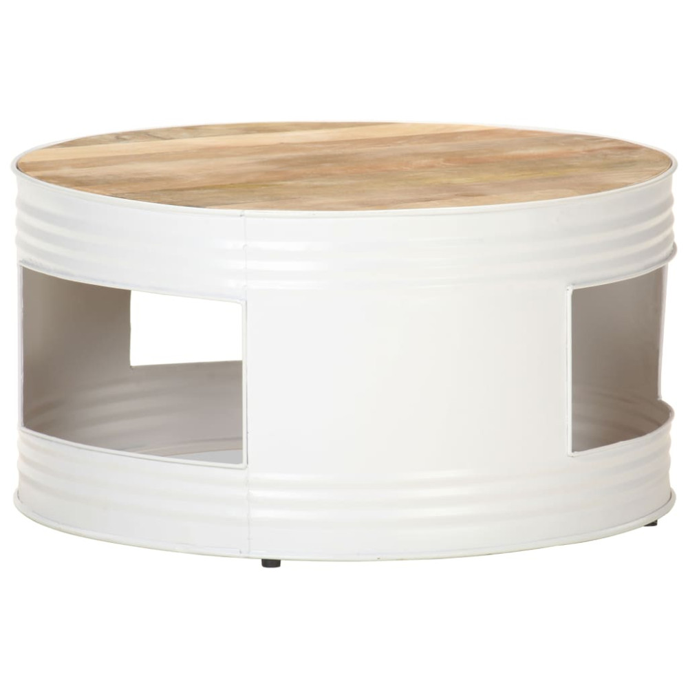 Produktbild för Soffbord vit 68x68x36 cm massivt mangoträ