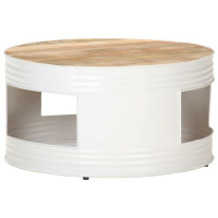 Produktbild för Soffbord vit 68x68x36 cm massivt mangoträ