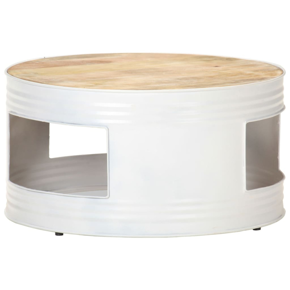 Produktbild för Soffbord vit 68x68x36 cm massivt mangoträ
