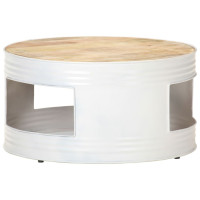 Produktbild för Soffbord vit 68x68x36 cm massivt mangoträ