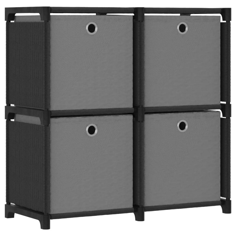 Produktbild för Hylla med 4 kuber med lådor svart 69x30x72,5 cm tyg