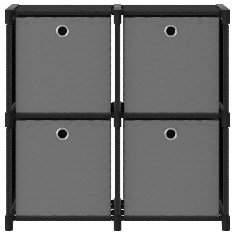 Produktbild för Hylla med 4 kuber med lådor svart 69x30x72,5 cm tyg