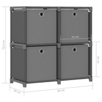 Produktbild för Hylla med 4 kuber med lådor grå 69x30x72,5 cm tygs