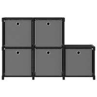 Produktbild för Hylla med 5 kuber med lådor svart 103x30x72,5 cm tyg