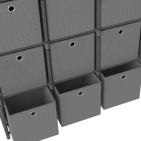 Produktbild för Hylla med 15 kuber med lådor grå 103x30x175,5 cm tyg