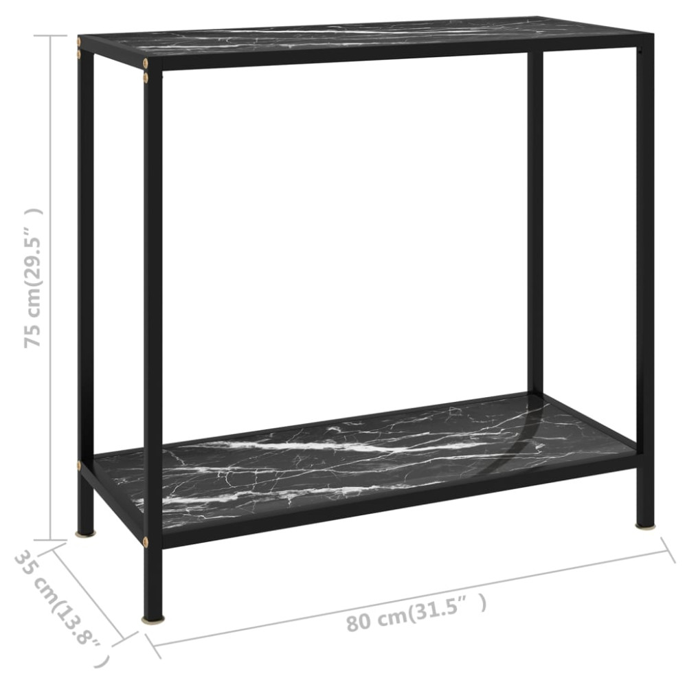 Produktbild för Konsolbord svart 80x35x75 cm härdat glas