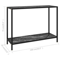 Produktbild för Konsolbord svart 100x35x75 cm härdat glas