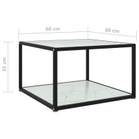 Produktbild för Soffbord vit 60x60x35 cm härdat glas