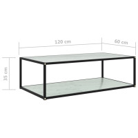 Produktbild för Soffbord vit 120x60x35 cm härdat glas
