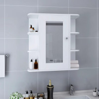 Miniatyr av produktbild för Spegelskåp för badrum vit 66x17x63 cm MDF