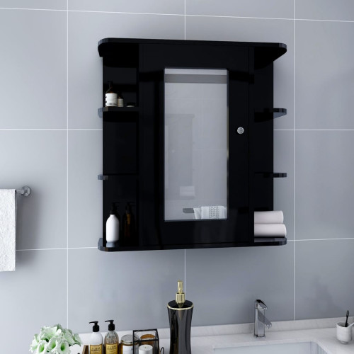 vidaXL Spegelskåp för badrum svart 66x17x63 cm MDF