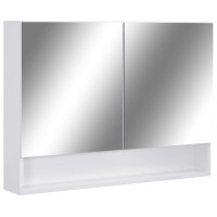 Miniatyr av produktbild för LED-Spegelskåp för badrum vit 80x15x60 cm MDF