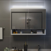 Produktbild för LED-Spegelskåp för badrum vit 80x15x60 cm MDF