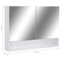 Produktbild för LED-Spegelskåp för badrum vit 80x15x60 cm MDF