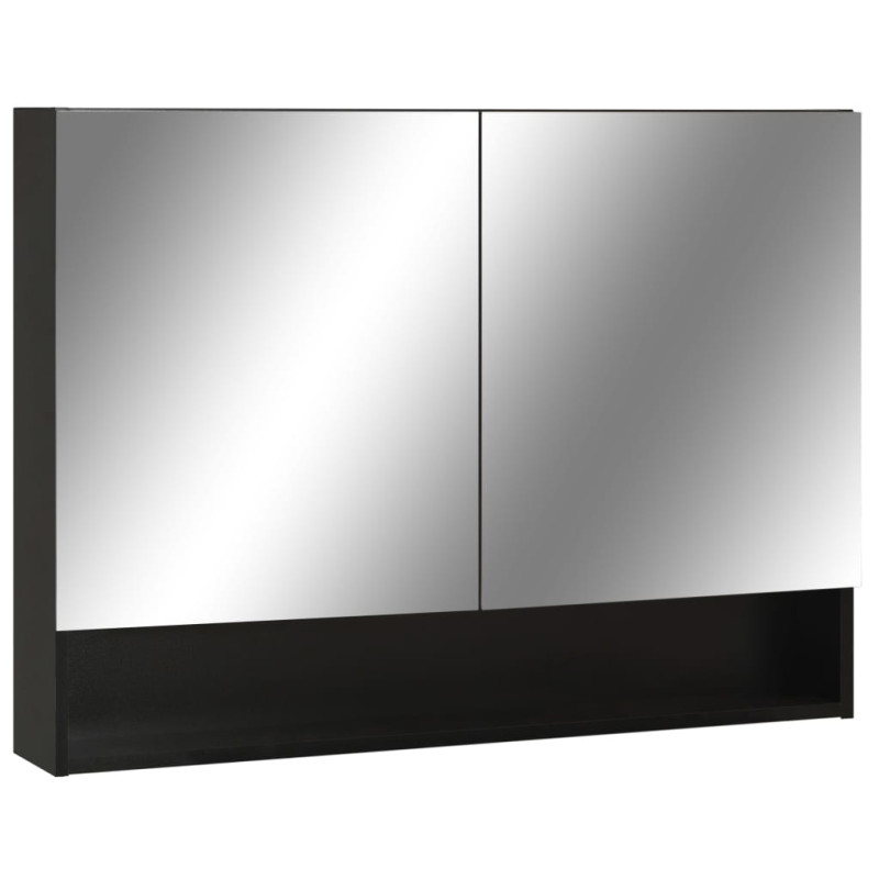 Produktbild för LED-Spegelskåp för badrum svart 80x15x60 cm MDF