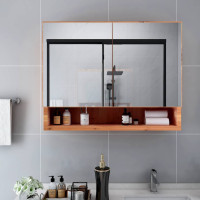 Produktbild för LED-Spegelskåp för badrum ek 80x15x60 cm MDF