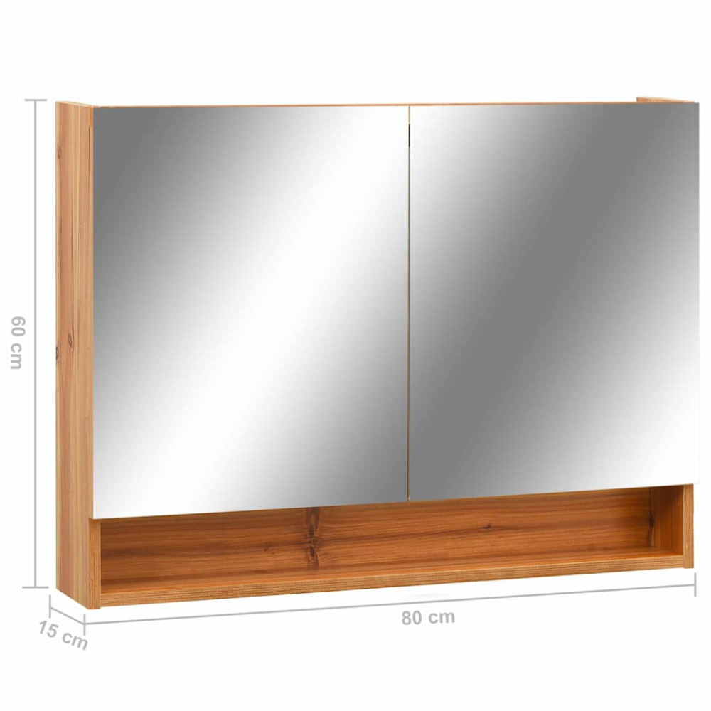 Produktbild för LED-Spegelskåp för badrum ek 80x15x60 cm MDF